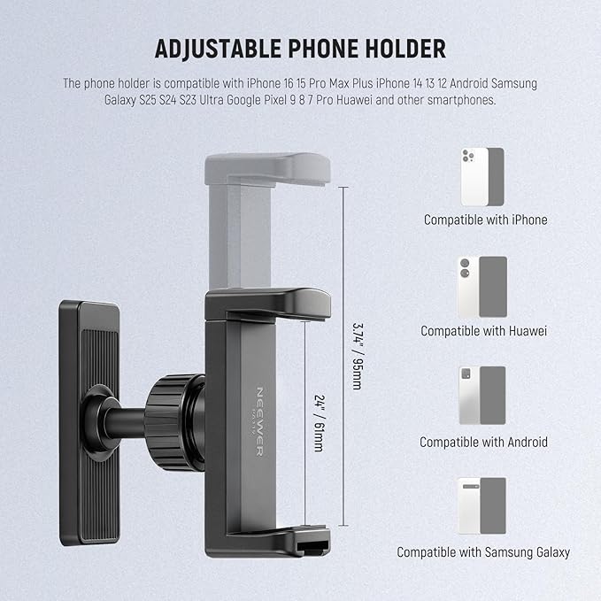 NEEWER Magnetic Phone Holder Mount Stand, Home Gym Workout Forklift Decor Stuff Essential Accessories Gear Compatible with iPhone Android Samsung for Women Men Girl Boy Video Recording, PA119