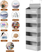 Over The Door Organizer, Over the Door Storage with 5 Large 10 Side Pockets, Hanging Door Organizer 44 lb Load Behind Door St