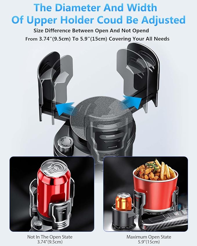 Cup Holder Expander for car 2 in 1 Multifunctional Car Cup Holder Extender Adapter with Adjustable Base Compatible with Hydro