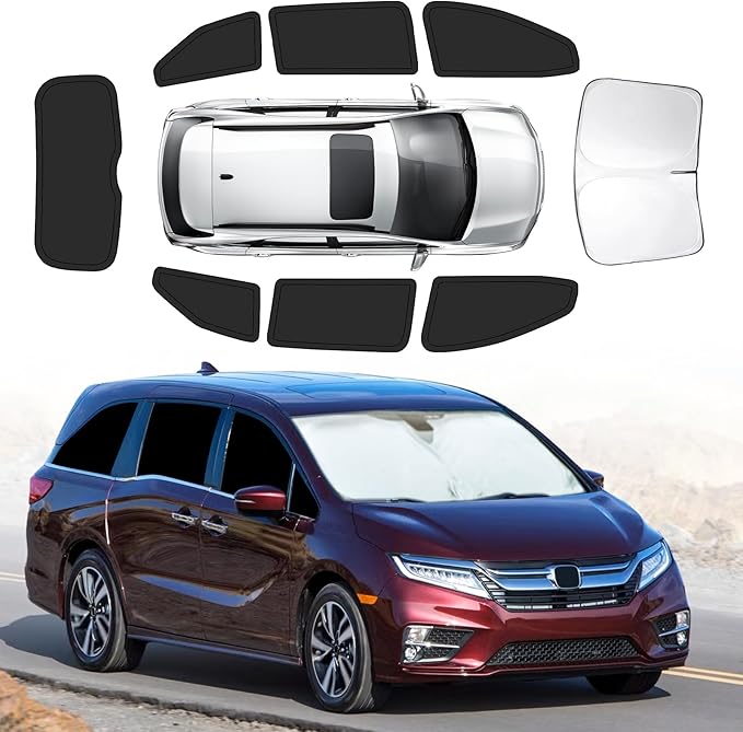 Car Window Shades for Honda Odyssey 2018-2024, 10PCS Full Set Window Sun Shade for Side Rear Windshield, Foldable Privacy Window Cover Accessories for Car with UV Protection When Camping Travel