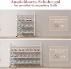Bumusty 4-Tier Expandable Shoe Rack for Closet, 18“-33” Adjustable Shoe Rack for Small Space, Small Shoe Organizer for Front 
