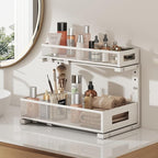 2 Pack 17IN Depth Under Sink Storage Organizer, Large 2-Tier Elegant Mesh Pull Out Shelf for Kitchen and Bathroom Cabinet Org