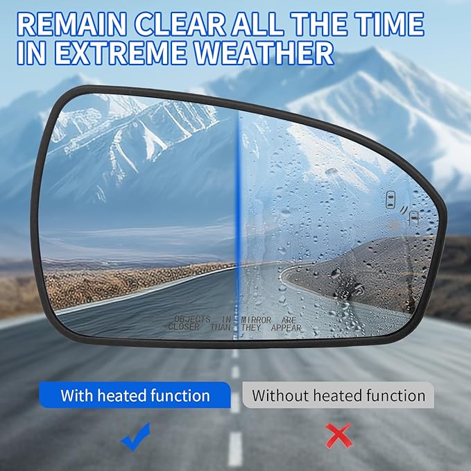 JINCHEN Right Passenger Side Mirror Glass for Ford Fusion 2013-2020 Heated with Blind Spot Detection DS7Z17K707C