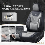 Coverado Car Seat Covers Full Set, Front Seat Covers with Lumbar Support and Back Seat Cover Waterproof Leather Automotive Se
