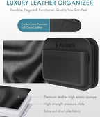 FLORICH Car Door Organizer, Small Leather Foldable Hanging Organizer and Trash Can 2-in-1, Multi-Function Mini Storage Box Garbage Can for Car Back Seats and Side Door-1Pack