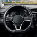 SEG Direct Flat Bottom Steering Wheel Cover Carbon Fiber, D Shaped Car Wheel Cover 14 1/2-15 in. (37-39 cm), Black Microfiber