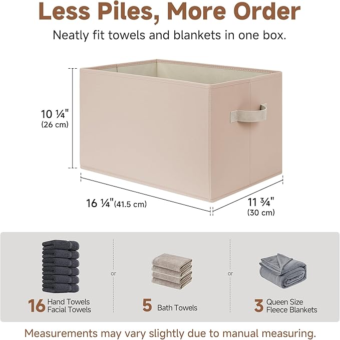 StorageWorks Storage Baskets for Shelves, Closet Organization and Storage Bins, Fabric Organizer Baskets for Clothes, Light B