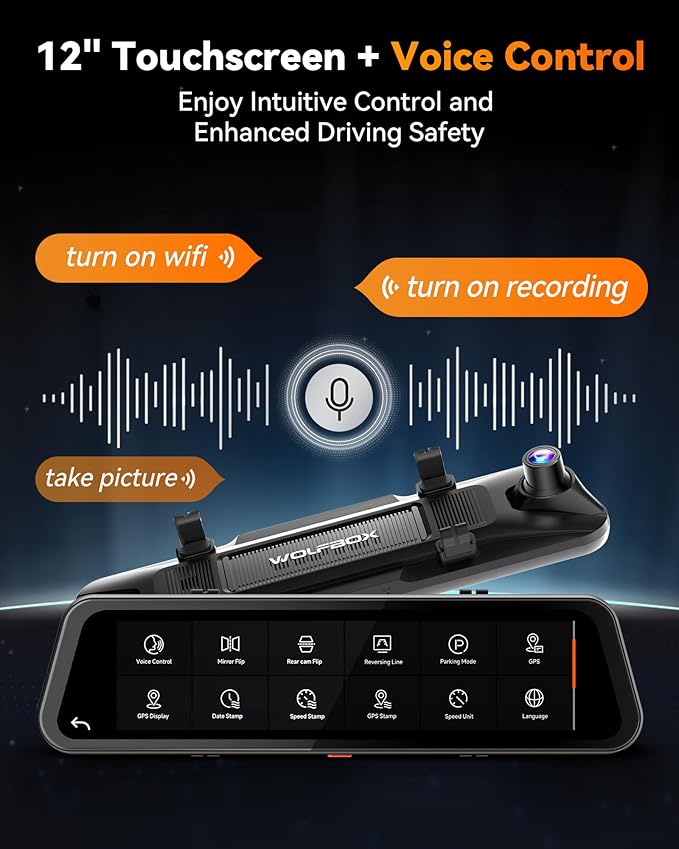 WOLFBOX G900 Tripro Bumper Version 3 Channel 4K Mirror Dash Cam, 8MP STARVIS 2 IMX678 Night Vision, 4K+2.5K+1080P Front and R
