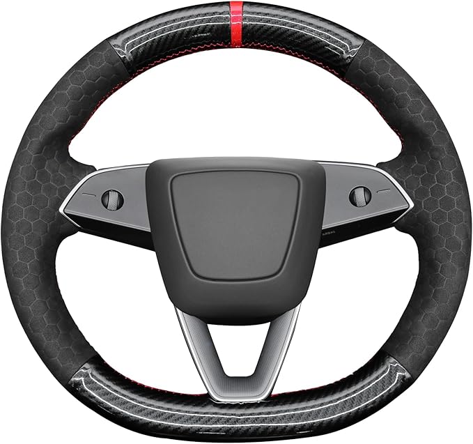 MEWANT DIY Stitching Steering Wheel Cover Wrap for Tesla Model 3 Highland 2023-2025/Model Y 2025 Highland for Tesla Model 3/Model Y Accessories(3D Style)
