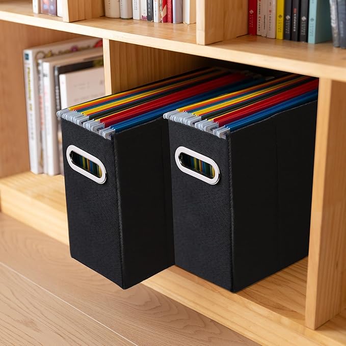 6 Packs Letter Size File Organizer, File Folders Organizer, Fabric Storage Box, Collapsible Paper Organizer with Metal Handle