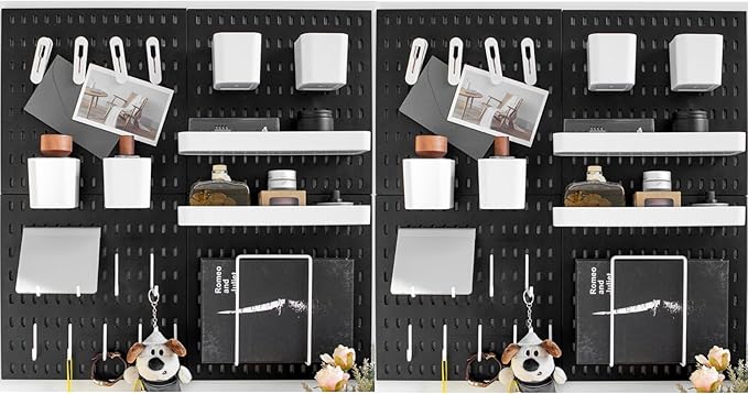 Wall-Mounted Pegboard Kit, 50.4" x 25.2" Organizer Panel – Large, Cost-Effective & Nail-Free Installation Black