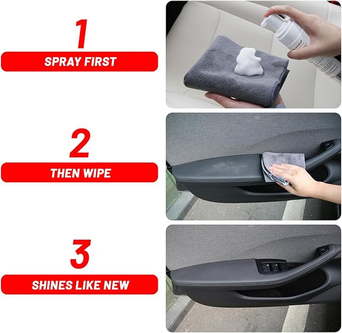Interior Cleaner for Tesla White & Black Vegan Leather Seat Protectant Car Care Cleaning Kit Stain Remover Safe for Tesla Mod
