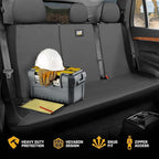 CAT PU Leather Rear Bench Seat Cover – Gray, 60/40 Split Fit for Cars, Trucks, SUVs – Waterproof, Scratch-Resistant, Semi-Uni