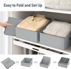 DIMJ Storage Bins for Closet, Trapezoid Storage Bins with Front Handle, Fabric Storage Baskets for Shelves, Line Closet Organ