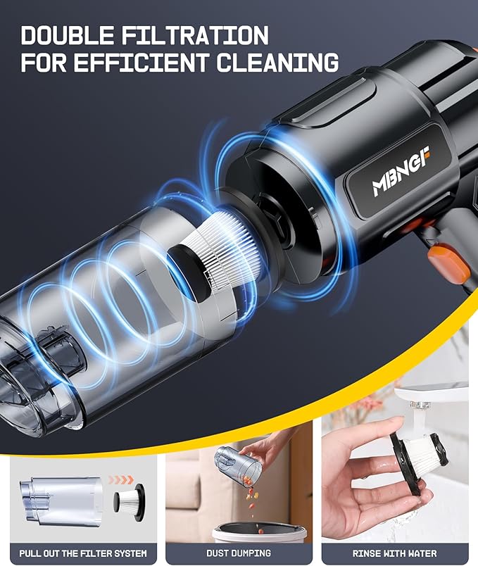 Car Vacuum Portable Cordless,35000PA High Power Suction & Blower, Handheld Vacuum Cleaner for Car, Home, Desktop, Keyboard,Bi