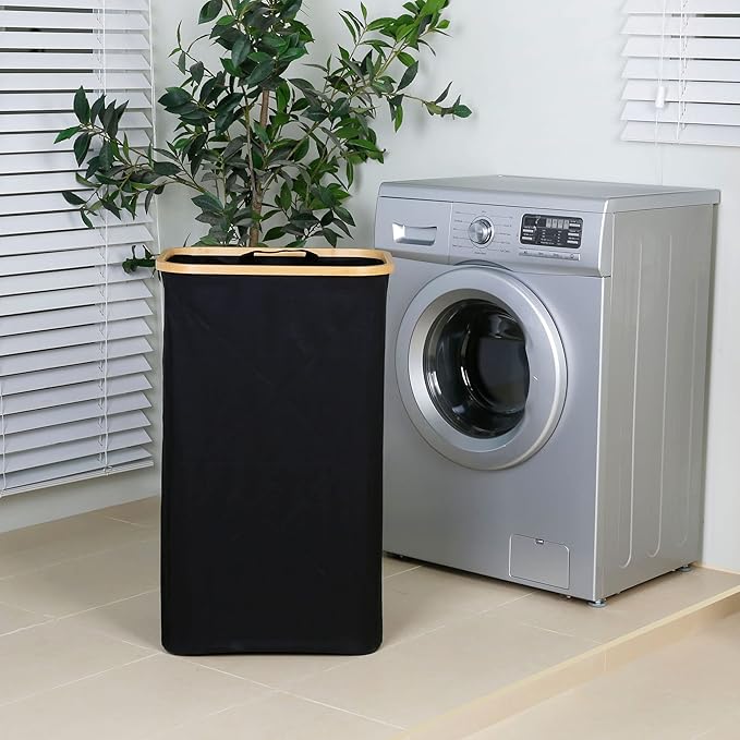 iEGrow Laundry Hamper with Lid, 110L Large Laundry Hamper with Handle and Lid, Collapsible Clothes Basket Organizer with Remo