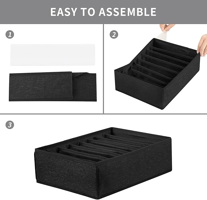 Qozary 4 Pack Drawer Organizers for Clothing, 8 Grids Foldable Closet Organizers and Storage Bins for Bedroom, Dresser Organi
