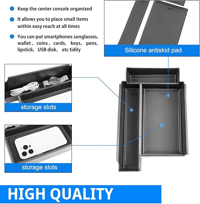 SHAOHAO 2Pcs for 2025 2026 Nissan Pathfinder Center Console Organizer& Lower Organizer for 2023 2024 2025 2026 Nissan Pathfinder Accessories (S/SV/SL/Rock Creek/Platinum) Double Space Storage Box Tray