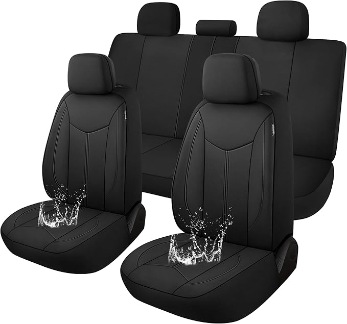 CAROMOP Waterproof Car Seat Cover Full Seats, Neoprene Seat Covers for Cars,Split Bench Compatible Car Interior Covers, Unive
