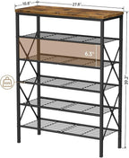 6 Tiers Metal Shoe Rack，Large Capacity Shoe Rack Holds 24 Pairs of Shoes, Durable and Stable, Adjustable Metal Shelf Stackabl