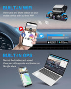 PRUVEEO 360° 4 Channel Dash Cam Front and Rear Inside Left Right, Dash Camera for Cars, Built-in GPS WiFi Night Vision, 24/7 