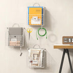 Yuzehuaza Wall File Organizer Metal Hanging File Organizer,Wall Mount File Holder, Magazine Rack and Mail Holder with Hooks f