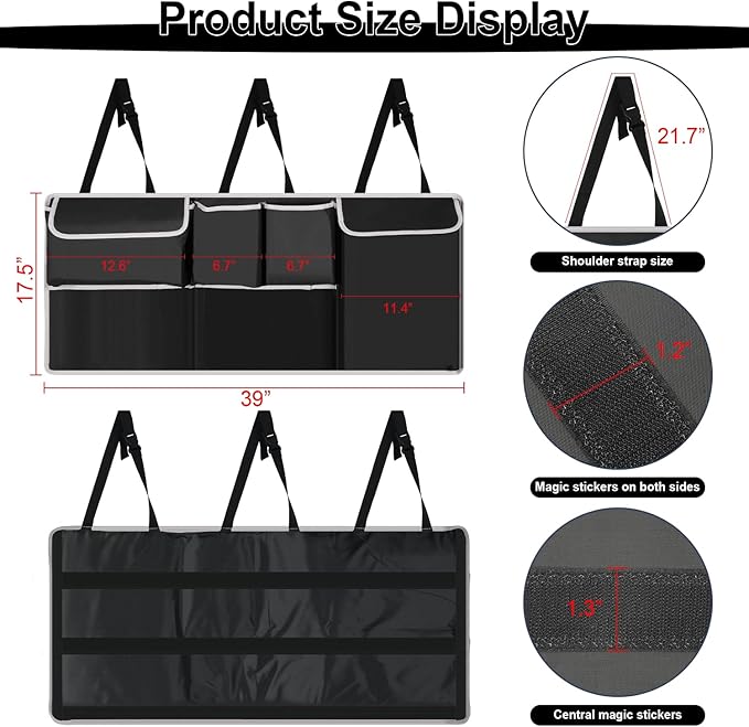 UYYE Trunk Hanging Organizer, Backseat Bag, Car Interior Accessories with 4 Pockets & 2 Mesh Pouches for Groceries, Will