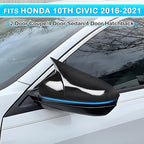 Side Rear View Mirror Cover Exterior Accessories Rearview Wing Mirror Caps Cover Ox Horn Compatible With Honda 10th Gen Civic 2016 2017 2018 2019 2020 2021 Glossy Black