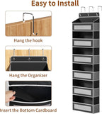 Over The Door Organizer with 6 Large Pockets, Over the Door Storage 12 Side Pockets, Hanging Door Organzier 44 lb Load Behind