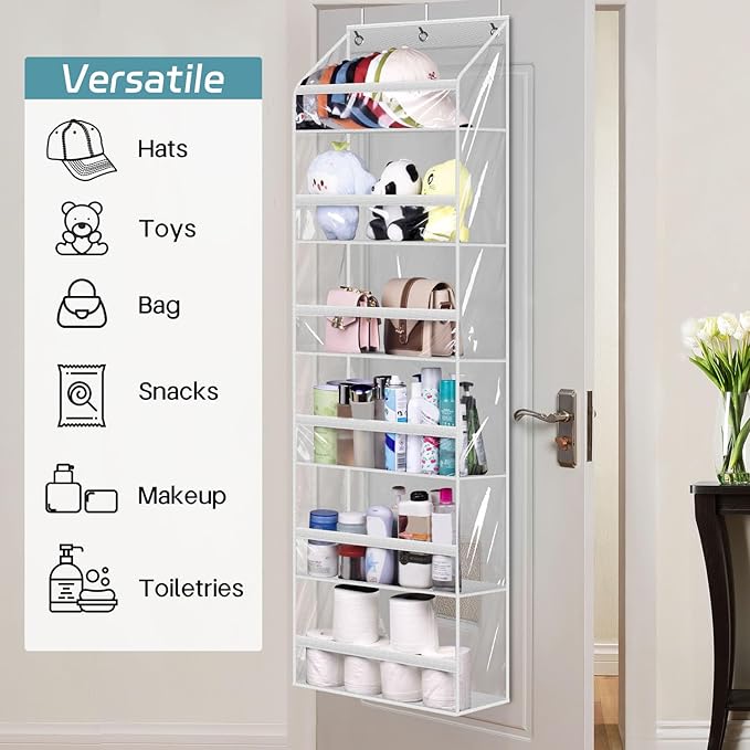 AOODA Clear Over the Door Hat Racks for Baseball Caps, Large Holds up to 72 Caps Hat Storage Organizer for Closet Wall, Deep 