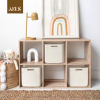 AELS Hand Woven Cotton Basket for Storage, Cube Storage Bins with Handles, Foldable Collapsible Closet Organizers and Storage