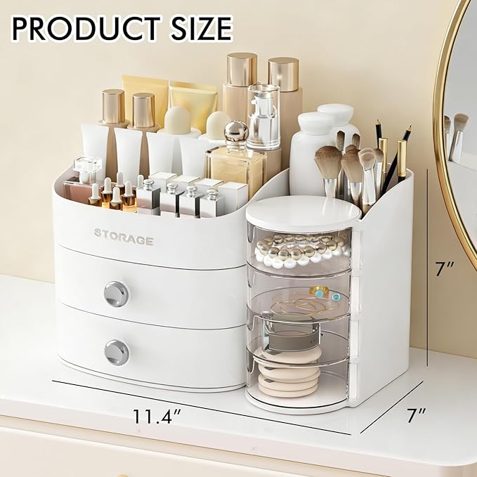 Makeup Organizer Countertop with Drawers, Make up Organizers for Vanity, Skincare Jewelry Earring Organizers, Cosmetic Displa