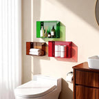 Acrylic Floating Shelves for Wall, Wall Mounted Cube Shelf for Bedroom Living Room Bathroom Hanging Shelf for Storage (Colore
