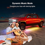 ‌Glowlendra RGB-IC Smart Underglow Lights Kit for Cars, 6PCs Waterproof LED Strip Lights with APP Remote Control, 16 Million Colors Music Sync DIY Modes for SUVs Trucks