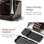Boperzi Bathroom Counter Organizer for Vanity & Sink Storage: Detachable Electric Toothbrush and Toothpaste Holder, Water Flo