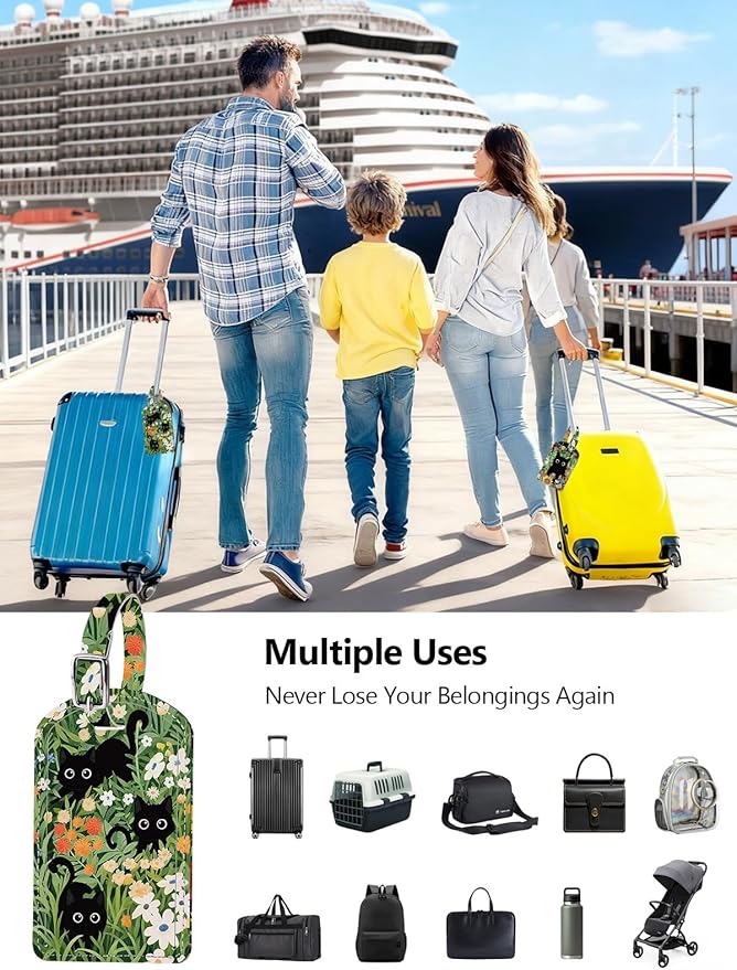 Luggage Tags Built-in Anti-Loss Tracker, Luxury Leather Luggage Tags for Suitcase, Travel Bags, Backpacks, Travel Organizer f