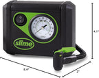 Slime 40059 Tire Inflator, Junior, Compact, Powerful, Portable Car Air Compressor, Lightweight, Analog, Flat Tire Repair, 12V, 12 min Inflation