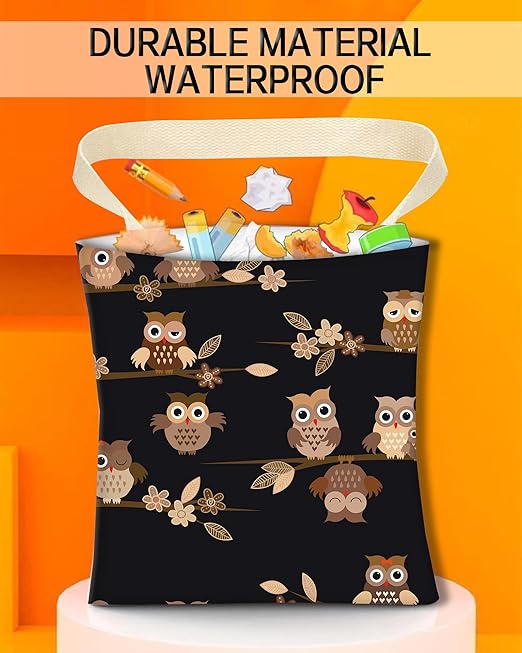 Car Trash Can, Durable Hanging Car Trash Garbage Bag, Cute Automotive Garbage Cans Organizer, Cute Brown Cartoon Owls