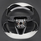 MEWANT Hand Stitched White Leather Steering Wheel Cover for Tesla Model 3 Highland 2023 2024 2025