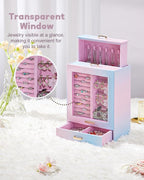 Homde Jewelry Organizer Girls Women Jewelry Box for Necklaces Rings Earrings Gift Bracelets Storage Case (Blue - Pink Gradien