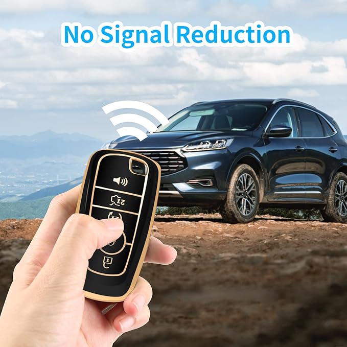 MILD EAST For Ford Key Fob Cover with Keychain, Soft TPU Key Case Shell Full Protection for Ford Explorer Fusion Escape Edge 