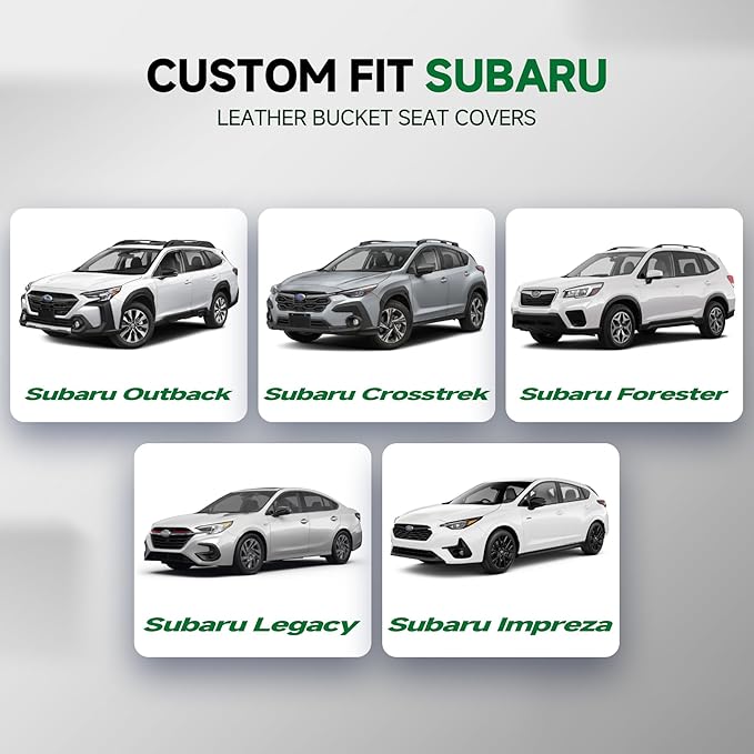 GIANT PANDA 2PCS Front Car Seat Cover for Subaru Outback Forester Crosstrek Legacy Impreza, Faux Leather Bucket Seat Covers (