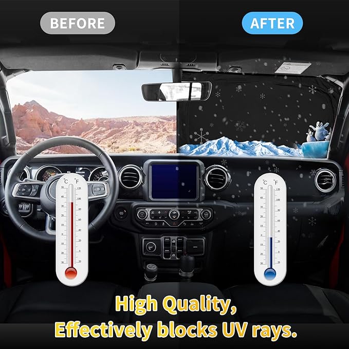 for Toyota 4Runner 2010-2024 2025 2026 Sun Shade Sunshade Windshield Cover - 4 Layers Front Window Shade for 4-Runner Custom Fit Sun Visor - 240T Retractable Shade Blocks UV Rays Car Accessories