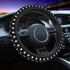 Cute Black White Polka Dots Steering Wheel Cover for Women, Universal Fit 14-15 inch,Automotive Interior Accessories Decorati