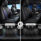 CAR PASS Nappa Leather Car Seat Covers, Durable Waterproof Luxury Universal for SUV Pick-up Truck Sedan, Anti-Slip Driver 5 S