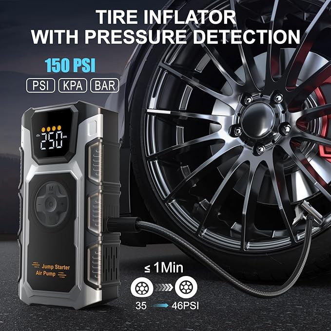 5500A Jump Starter with Air Compressor 150PSI Portable Car Battery Charger Combo Tire Inflator for up to 9.5L Gas/8.0L