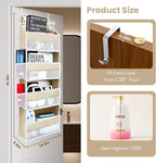 Over the Door Organizer with 4 Side Mesh Pockets, 4 Shelf Capacity Hanging Behind the Door Kitchen Organizers and Storage Sui