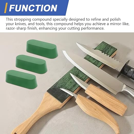 SCOTTCHEN Stropping Compound, 7.4 Oz. Fine Green Buffing Polishing Compound, Leather Strop Compound, Honing Compound for Knife Polishing-3Pack