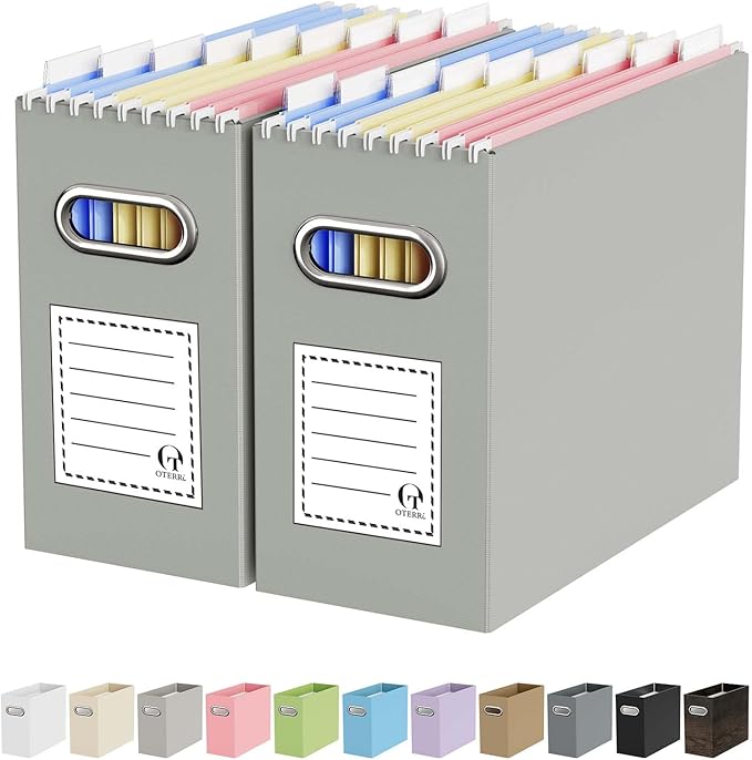 Oterri Cardboard File Organizer Box for Hanging File Folders Letter Size,File Box for Computer Desk,File Cabinet,Working Home