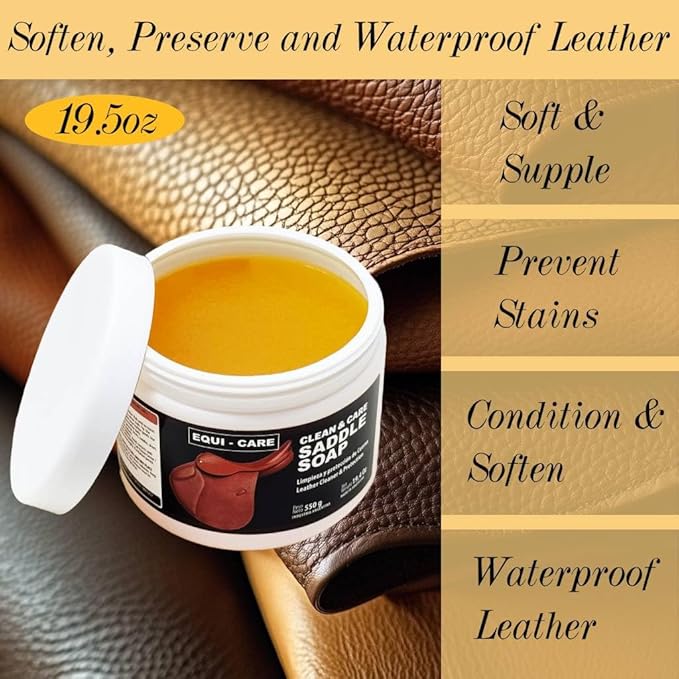 EQUI - CARE: Clean & Care Saddle Soap, Glycerin-Based soap with Added Moisturizers Designed to Clean and Condition Leather. K